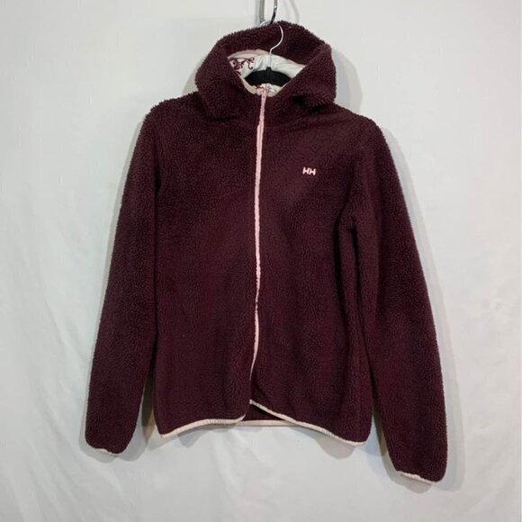 𝅺HELLY Hansen woman’s teddy coat. Size large. Burgundy. Ultra plush. Hooded. - Picture 10 of 10